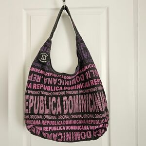 Robin Ruth Black and Pink Hobo Bag